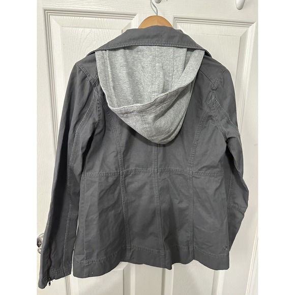 Hurley Winchester Women's Hooded Woven Utility Jacket Gray Button Up Size XS - Picture 7 of 9